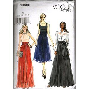 Vogue V8955 Misses 6 to 14 Wide Legged Pants Uncut Sewing Pattern Petite
